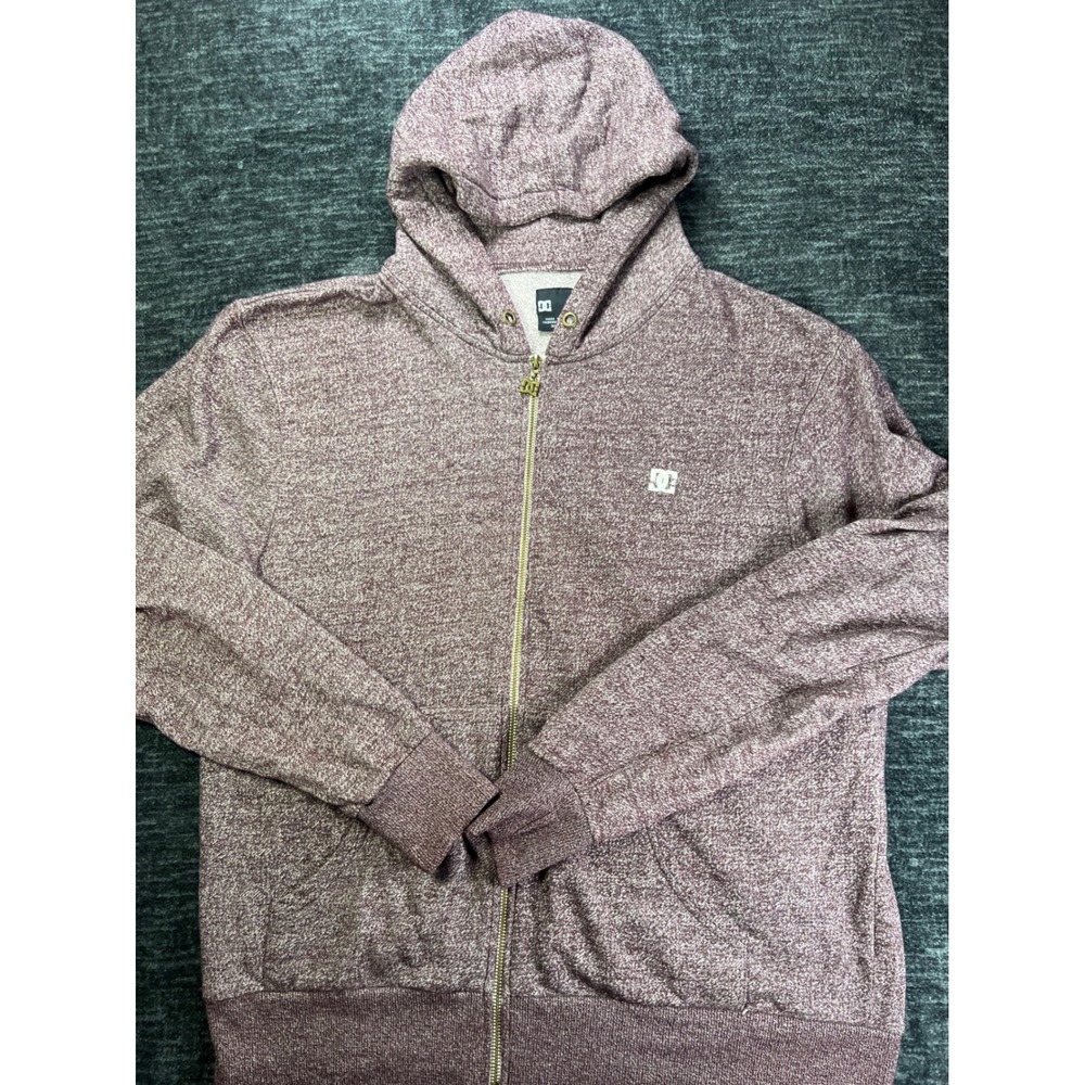 DC Shoes Zip Hoodie Mens XL Burgundy‎ Heather Logo Skate Full Zip Sweatshirt
